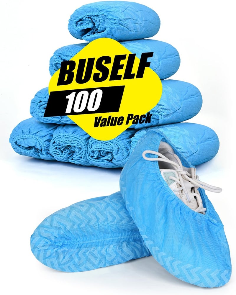 Buself 100 Count Shoe Covers Disposable Non-Slip, Premium Cloth Boot Covers, Slip-resistant, Durable, Breathable, Non-toxic, Recyclable - Image 1